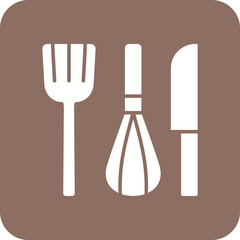 Kitchen Tools Multicolor Round Corner Glyph Inverted Icon