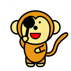 視力検査をするサル　イラスト