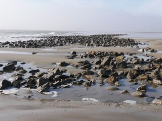Plage de Sainte Cécile plage au bord de la Manche, département du Pas de Calais en France
