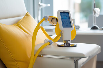 Futuristic yellow Office chair for donating blood or vaccination of the population
