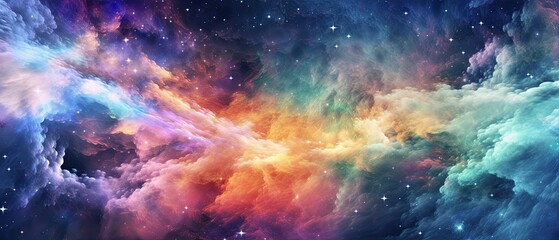 Fototapeta na wymiar High resolution image of a rainbow coloured galaxy. Abstract background. Stunning illustration, wallpaper texture, backgrounds graphics, web, banner. Generative AI. 