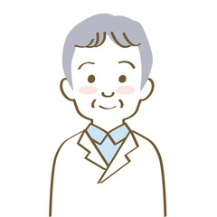 人物イラスト素材：医療現場で働く白衣を着た医師、医療従事者（男性正面/上半身）　カジュアル
