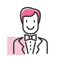 Groom, bridegroom, fiance man in costume icon