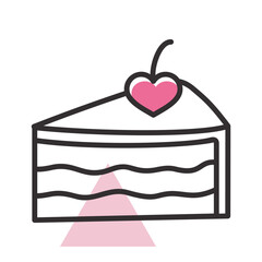 Peace of cake with heart isolated vector icon
