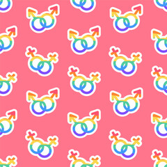 LGBT seamless pattern. Symbol of the LGBT community. LGBT pride or Rainbow elements. LGBT flag or Rainbow flag.