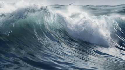 A Massive and Serene Wave with Foamy Bubbles in the Ocean. Generative AI