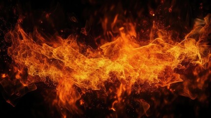 Blazing Fire: Intense Flames Against a Dark Background. Generative AI