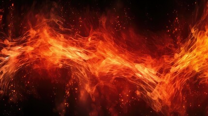 Blazing Fire: Intense Flames Against a Dark Background. Generative AI