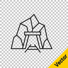 Black line Mine entrance icon isolated on transparent background. Vector