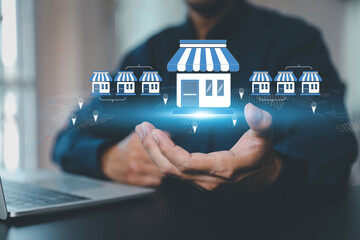 Franchise business e-commerce online e-marketplace or digital marketing branch expansion for growth...