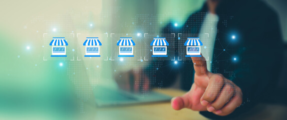 Franchise business e-commerce online e-marketplace or digital marketing branch expansion for growth...