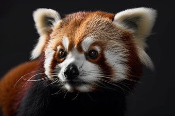 Image of cute red panda head. Wildlife Animals. Illustration. Generative AI.