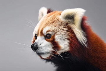 Fototapeta premium Image of cute red panda head. Wildlife Animals. Illustration. Generative AI.