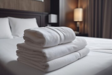 room luxury service home towel bed resort fresh hotel white. Generative AI.
