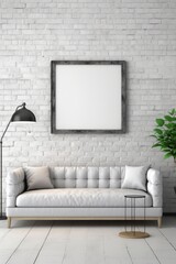 Modern living room with picture mockup and frame