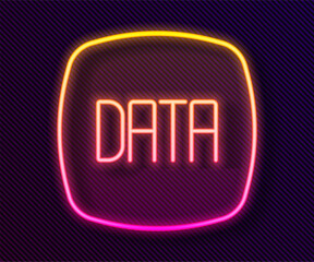 Glowing neon line Data analysis icon isolated on black background. Business data analysis process, statistics. Charts and diagrams. Vector