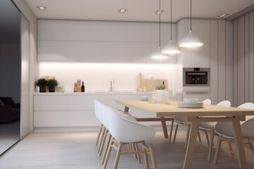 Fototapeta na wymiar house interior chair design modern trendy kitchen furniture home dining table. Generative AI.