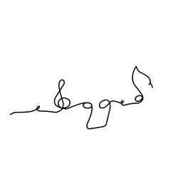 Music Note One Line Drawing 