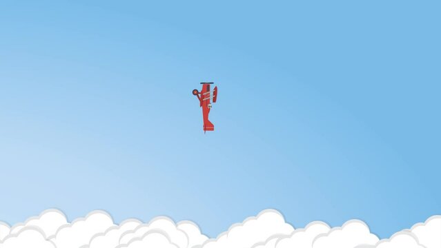 Think differently concept. Be different. Red airplane changing direction. New idea, change, trend, courage, creative solution, innovation and unique way concept. 