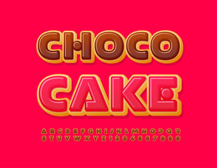 Vector sweet Banner Choco Cafe. Tasty Donut Font. Creative Alphabet Letters and Numbers set