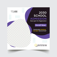 School admission social media post and Instagram post template