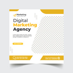 Digital marketing agency and corporate social media post or square web banner template