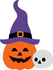 Halloween pumpkin in a witch hat