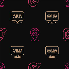 Set line Hearing aid, Nursing home and on seamless pattern. Vector