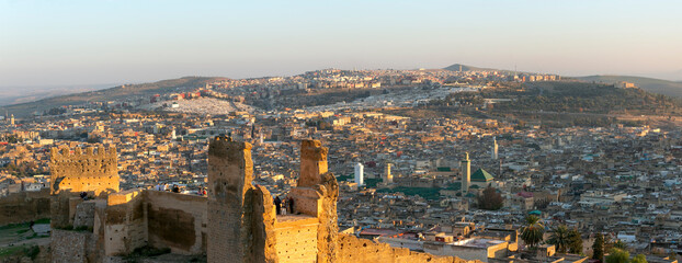 Panoramic view of Old Medina in Fes. Morocco, North Africa