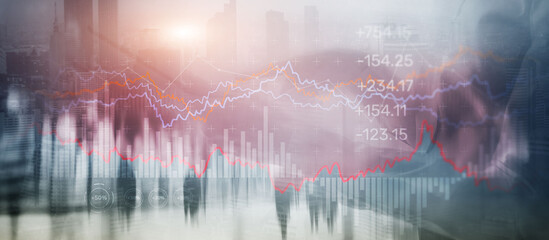 Data analyzing in forex market trading. Stock trading market background as concept
