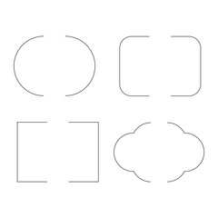 Template comic half shape thin line. half circle. half rectangle. decoration shapes. text box. decorative frame empty space. minimal frame bubbles