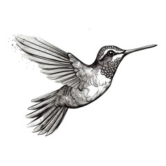 Black and white doodle hummingbird logo
