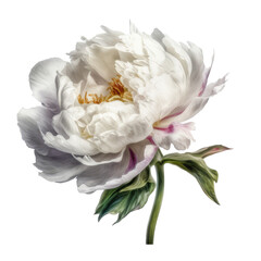 Watercolor white peony flower
