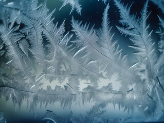 Frosty Mosaic: Crystalline Patterns on Winter Glass Background