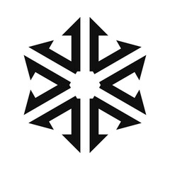 Fototapeta premium Radial Outward Split Arrows Silhouette Icon