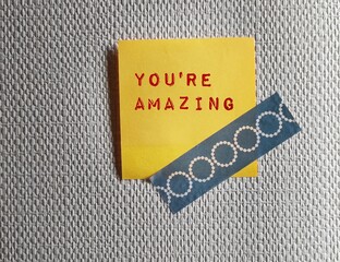 Yellow note stick on wallpaper, nice compliment thing to say to someone to tell they are wonderful,...