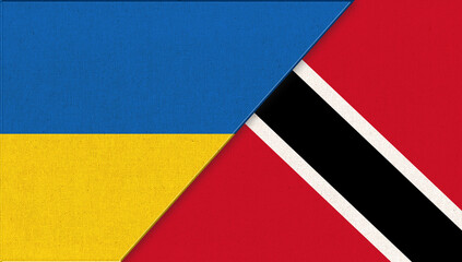 Flag of Ukraine and Trinidad and Tobago Islands -3D illustration. Two flags
