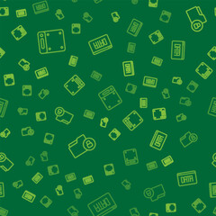 Set line Server, Folder and lock and Data analysis on seamless pattern. Vector