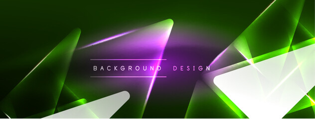 Fototapeta premium Vibrant Geometric Neon Shiny Line Background. A Bold and Stunning Display of Shapes, Lines, Colors, and Glow, Perfect for Futuristic Modern Designs, Hi-tech Presentations, Technology Web Pages