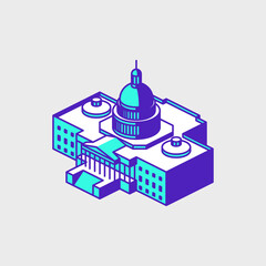 Capitol building isometric vector icon illustration