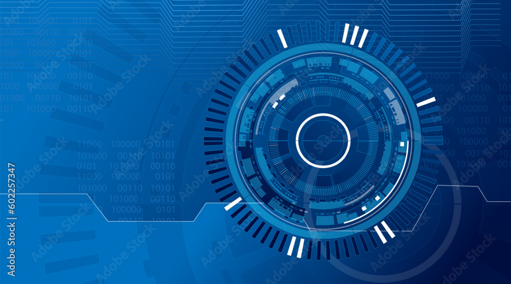 Poster abstract blue computer technology background with circuit board and circle tech.vector illustration