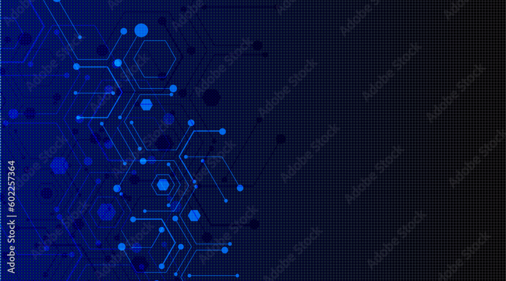 Poster Abstract computer technology background with circuit board and hexagon tech.Vector illustration