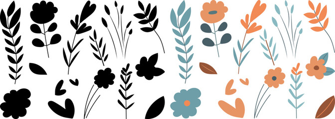 set of flowers in flat style isolated vector
