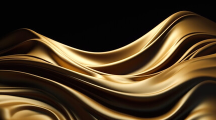 Obraz premium Abstract gold silk waves, drapery luxury golden background