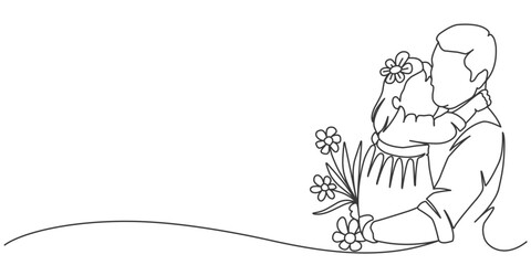 Fathers day line art hand drawn illustration