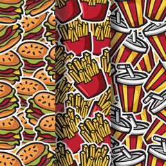 seamless pattern of junkfood doodle hand drawn
