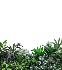 Group of tropical ivy leave ornamental illustration bush isolated on white, Generative AI.