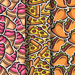Fototapeta na wymiar seamless pattern of junkfood doodle hand drawn