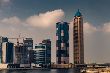 Skyscrapers in Dubai downtown. UAE modern architecture.