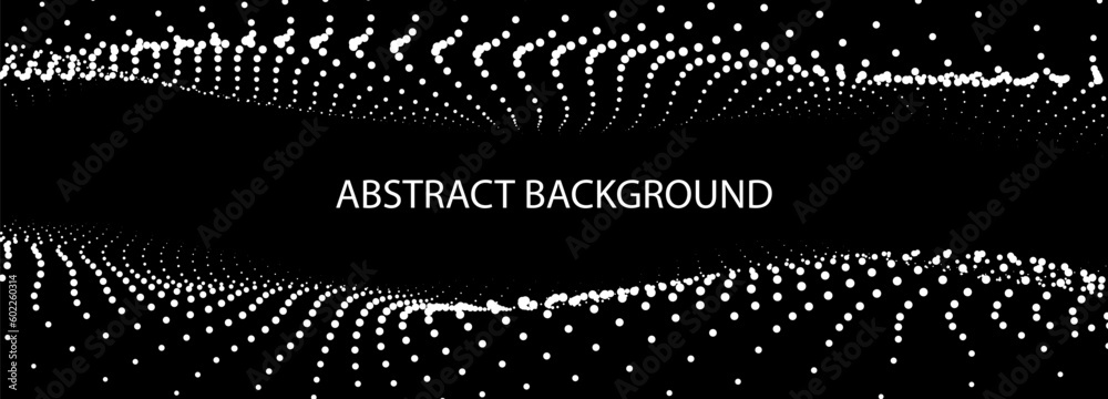 Fototapete Abstract background of points. White wave. Cyber particles. Big data stream. Vector illustration
